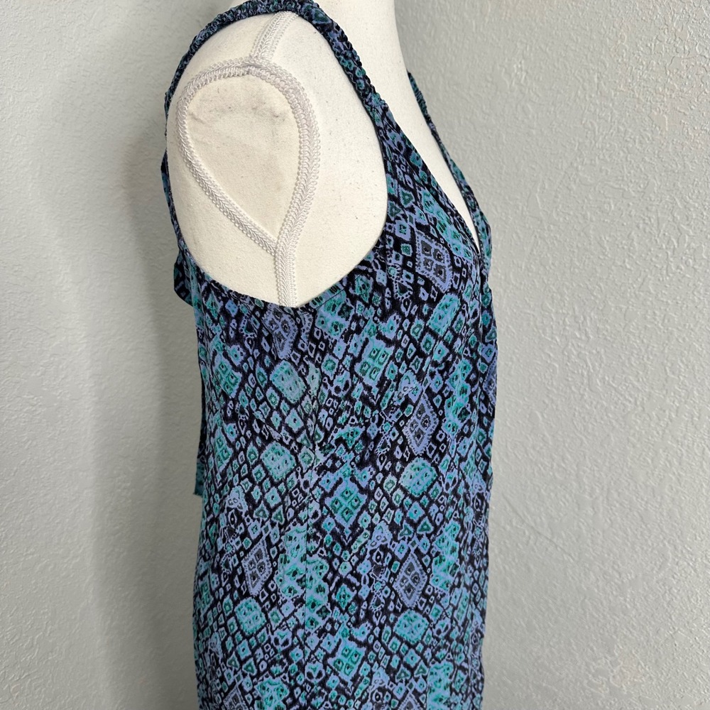 Joie Maxi Dress Silk Blue Teal‎ Paisley Print Spaghetti Strap Tie Back Size S - Picture 4 of 9